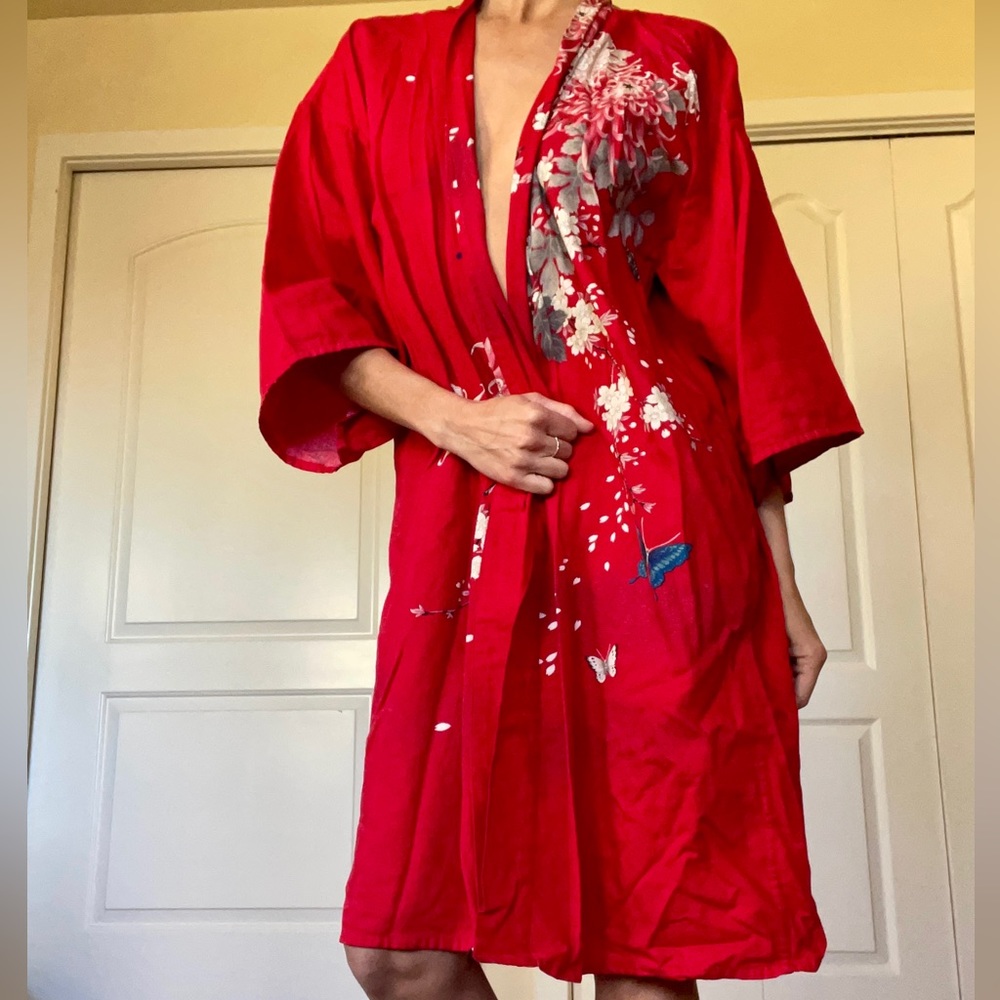 Vintage floral kimono robe one size